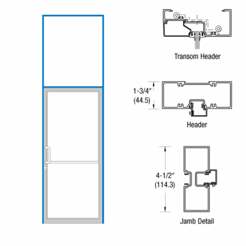 CRL FR61511L36 U.S. Aluminum Clear Anodized Left Hand Tubular Transom Door Frame for DH009 Hinges