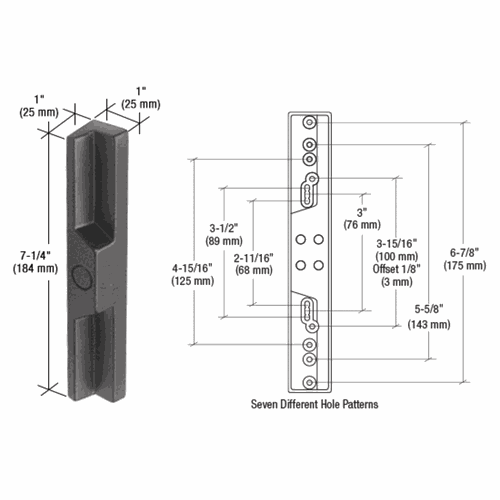 CRL C1096 Black Outside Pull with Multiple Screw Patterns
