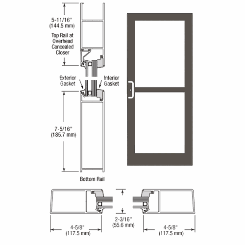CRL SZ61922 U.S. Aluminum IG600 Series Bronze Black Anodized StormFront Gear Hinged Door