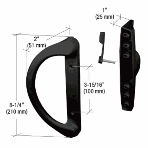 CRL C1224 Black Sliding Glass Door Handle with Center Screw Hole