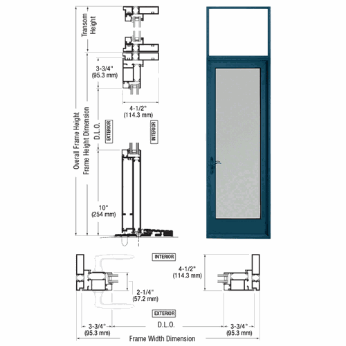 CRL PNA91571L0 U.S. Aluminum KYNAR 925 Left Swing Transom Patio Door Hinge
