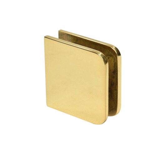 CRL UC77BR Polished Brass Fixed Panel U-Clamp - Traditional Style