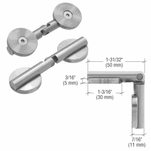 CRL UV3010BS Brushed Stainless Circular Glass-to-Glass Hinge