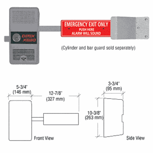 CRL ECL230D DETEX Battery Alarmed Exit Control Lock with Short Bar