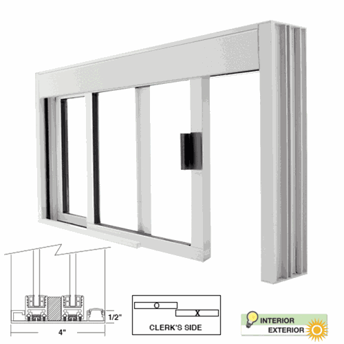 CRL DW48360XUA DW Deluxe Unglazed Service Window with Half-Track, Standard Size