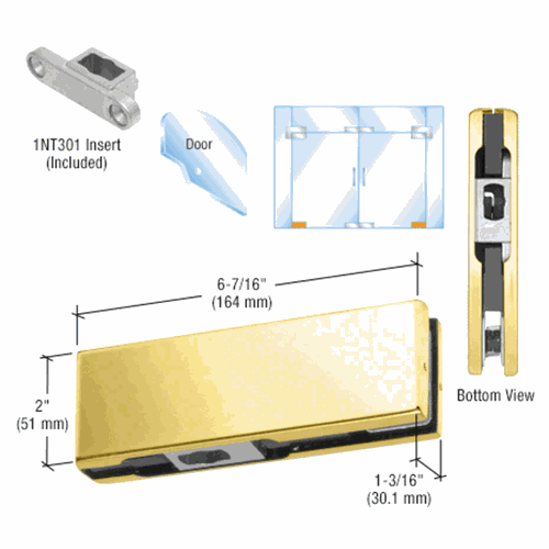 CRL PH10CSB Satin Brass Bottom Door Patch with 1NT301 Insert