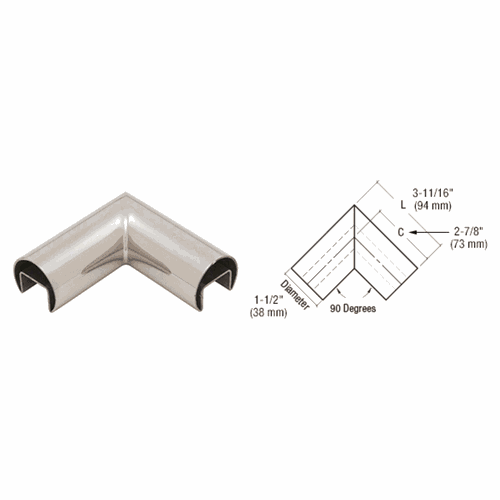 CRL GRRF15HPS 316 Polished Stainless Steel 90 Horizontal Roll Formed Cap Rail Corners