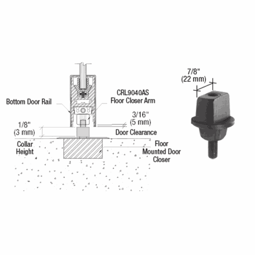 CRL 9040S3 Floor-Mounted Closer, 1/8