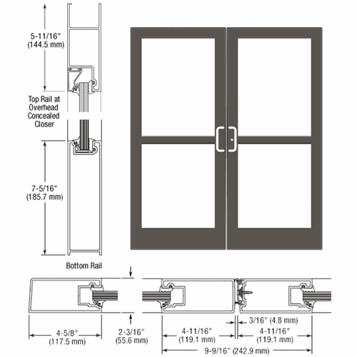 CRL SZ42922 U.S. Aluminum Dark Bronze IG500 Series Custom StormFront Gear Hinged Entrance
