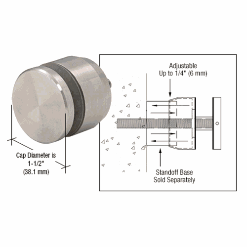 CRL ADJCAP114BS Brushed Stainless Adjustable Standoff Cap for 1-1/4