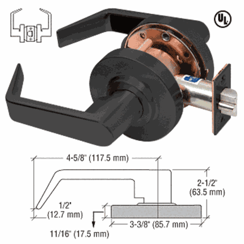 CRL D25PASSMBL Matte Black Standard Grade 2 Lever Lockset