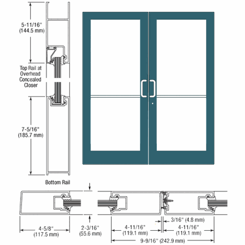 CRL SF42471 U.S. Aluminum Custom KYNAR IG500 Series StormFront Butt Hinged Entrance