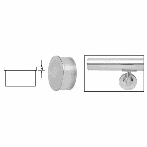 CRL HR10FPS Polished Stainless Steel Flat End Cap for 1