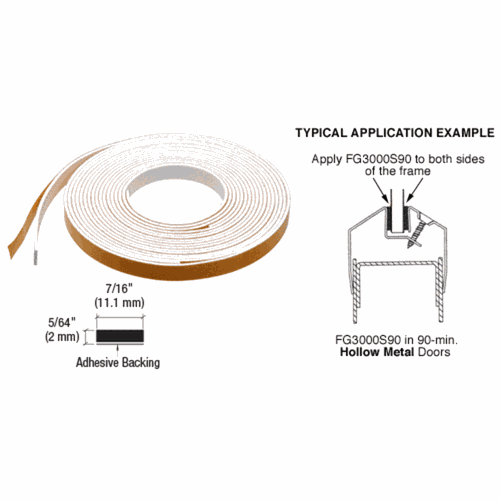 CRL FG3000S90 90-Minute Fire Rated Glazing Tape - 5/64