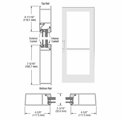 CRL SF61852 U.S. Aluminum White KYNAR IG600 Series Custom StormFront Gear Hinged Entrance