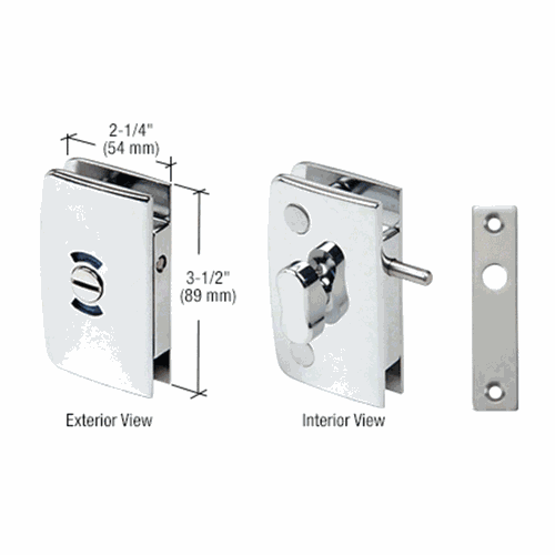 CRL 700CCH Polished Chrome Glass Swing Door Lock with Indicator for 5/16
