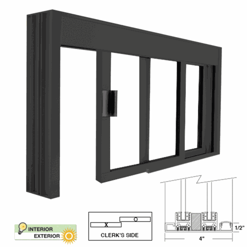 CRL DW4836X0UDU DW Deluxe Unglazed Half-Track Service Window - Standard Size
