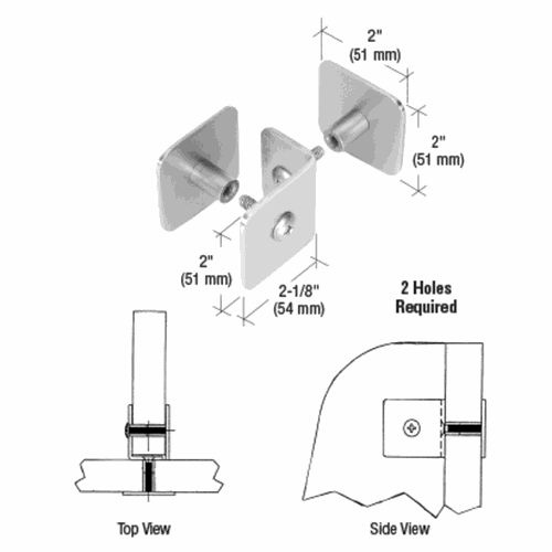 CRL PB010BS Brushed Stainless Bullet-Resistant Barrier Clamp - Top/Mid Mount