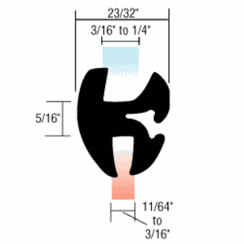 CRL AS1456 Self-Sealing Universal Weatherstrip for 11/64