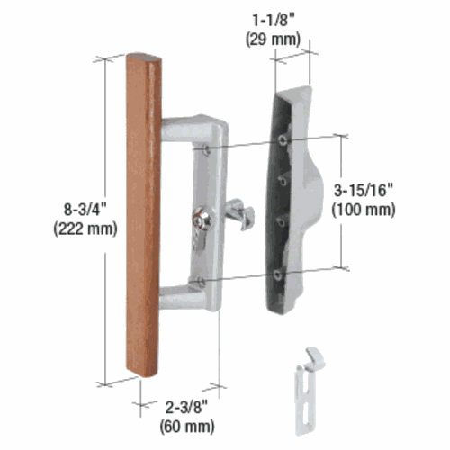 CRL C1018 Non-Keyed Sliding Glass Door Handle Set for Viking Doors, 3-15/16