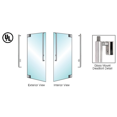 CRL DB160J4G1BS Blumcraft Brushed Stainless Left Hand Reverse Glass Mount Deadbolt Handle