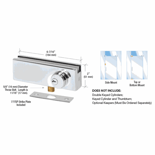 CRL AMR205PS Polished Stainless AMR Series Patch Lock
