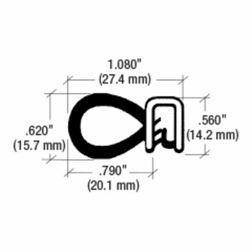 CRL 75001363 Black Oversized Bulb Trim Seal
