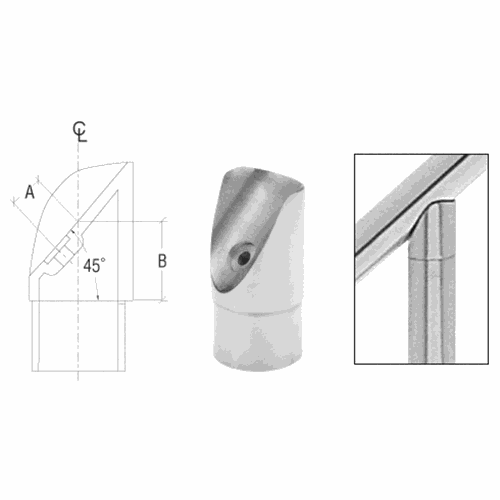 CRL HR104PCBS Brushed Stainless 45 Coped Collar for 1