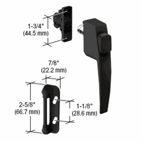 CRL K5007 Black Storm Door Push Button Latch, 1-3/4