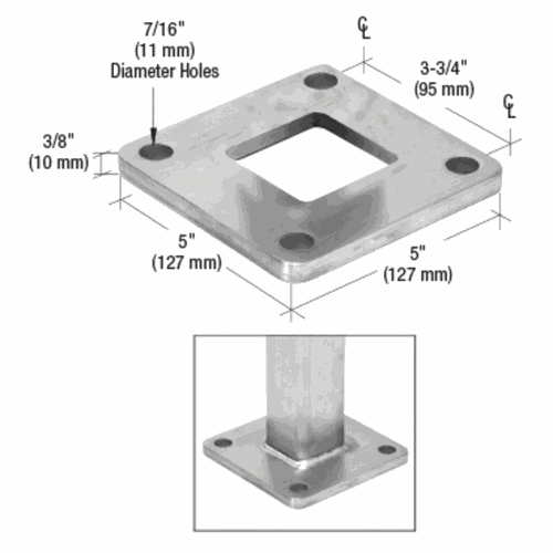 CRL PRS2CS Stainless Base Flange for 2