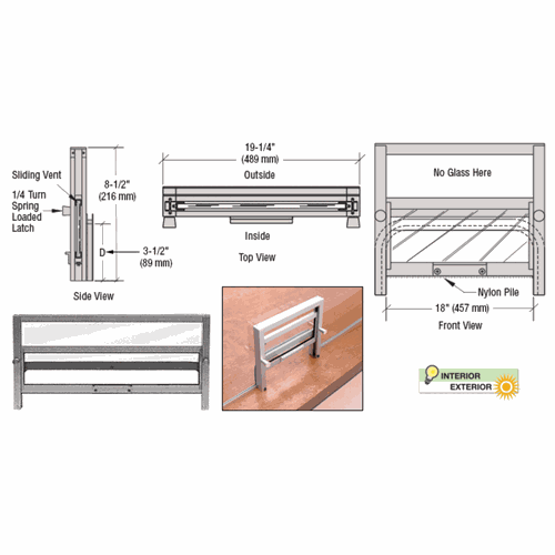 CRL 702A Satin Anodized Vertical Sliding Ticket Window, 18