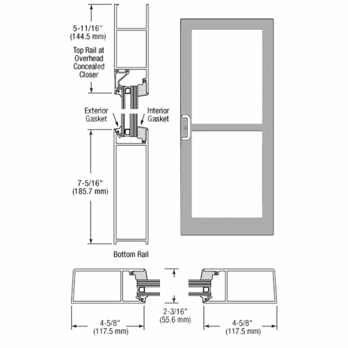 CRL SZ61911 U.S. Aluminum Clear Anodized IG600 Series StormFront Gear Hinged Entrance