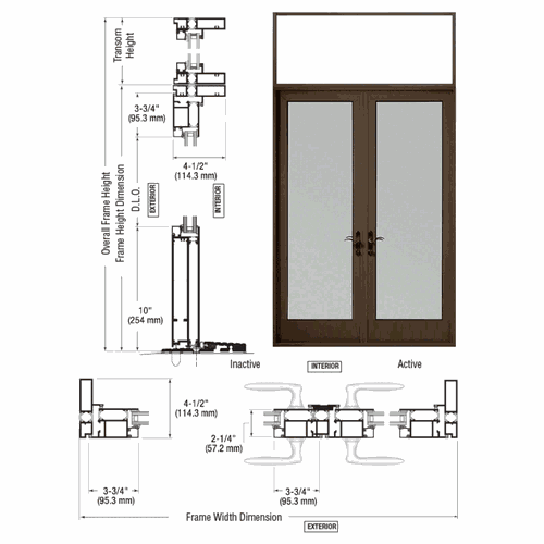 CRL PNA92522P0 U.S. Aluminum Class I Bronze Black Anodized Series 925 Patio Door Pair