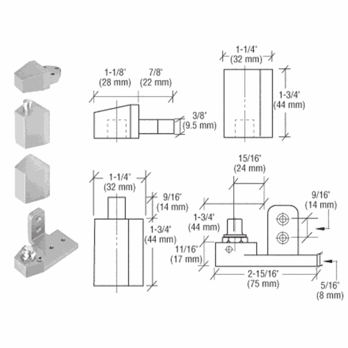 CRL 0P31RHA Aluminum Right-Hand Offset Pivot Set with 1/8