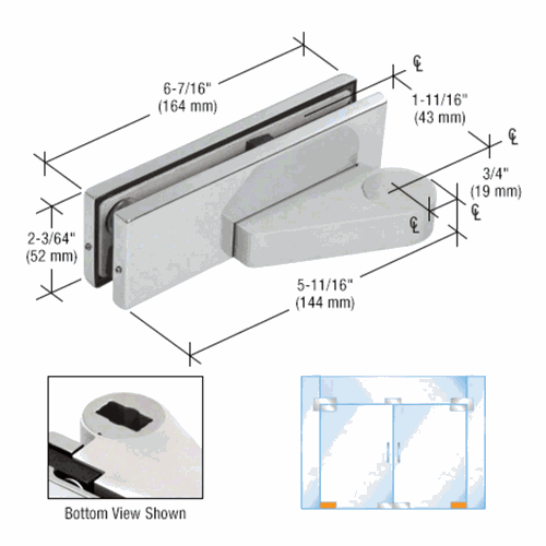 CRL 0PF10LPS Polished Stainless Left Offset Bottom Door Patch Fitting