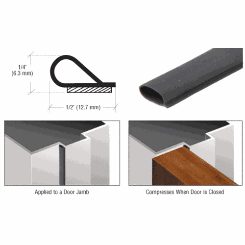 CRL SW250BLC Black Self-Adhesive Bulb Weatherstrip, 100' Roll