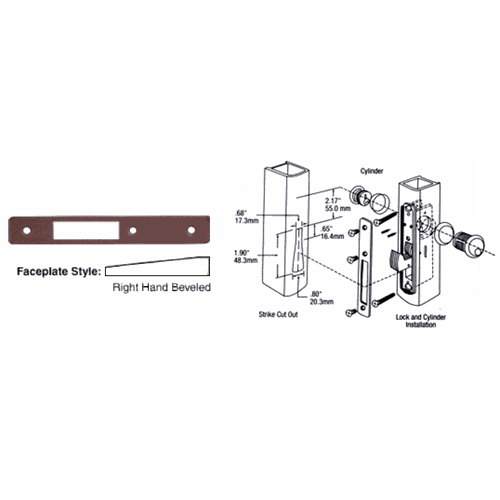 CRL DL2135DU Dark Bronze Right-Hand Beveled Faceplate for DL2130 Deadlocks