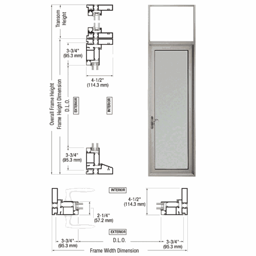 CRL TND91211L0 Clear Anodized Series 900 Left Swing Terrace Door with Transom Frame