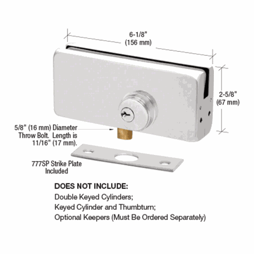 CRL AMR215A Satin Anodized AMR215 Series Patch Lock