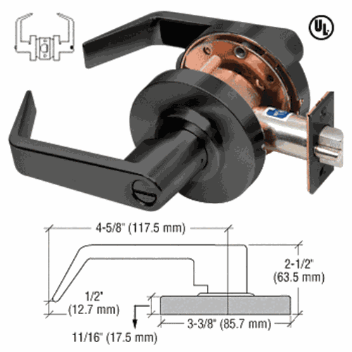 CRL D35PRVMBL Matte Black Heavy-Duty Grade 2 Privacy Lever Lockset