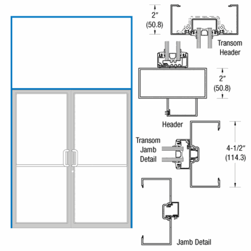 CRL 0A92122720105 U.S. Aluminum Dark Bronze/Black Anodized Transom Double Door Frame 2