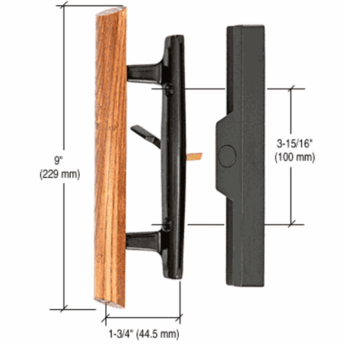 CRL C1313 Unkeyed Black Sliding Glass Door Handle