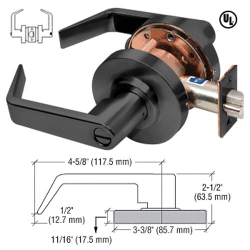 CRL D30PRVMBL Matte Black Heavy-Duty Grade 1 Privacy Lever Lockset