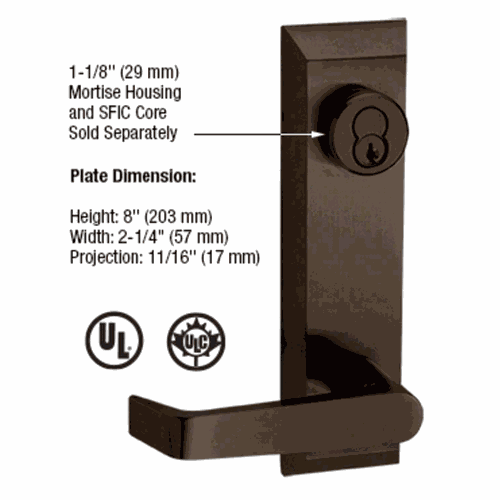 CRL 604LCBRZ Dark Bronze 1600 Series Lever Trim for 1900 Rim Panic Devices