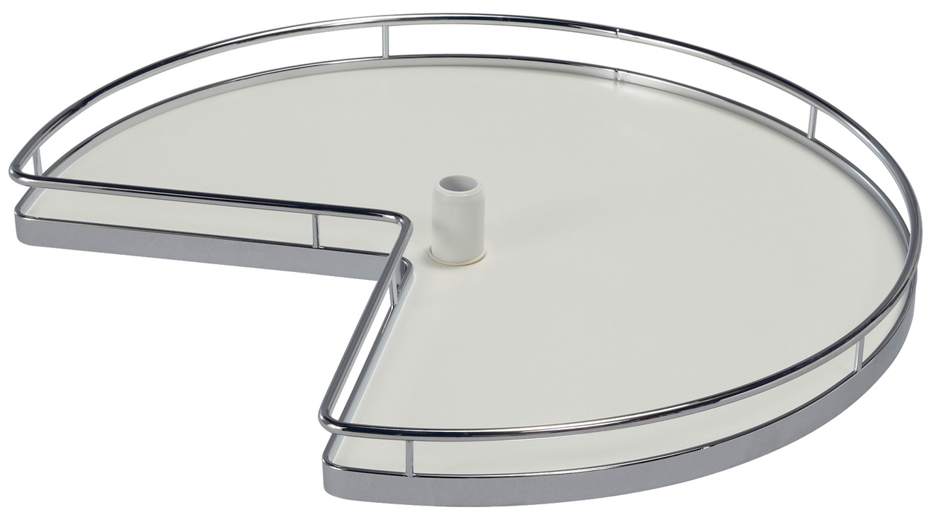 Hafele 541.11.212 3/4 Round Shelf Set, for post, Arena, steel, chrome / white, 28" (1 set = 2 trays) (1 set)