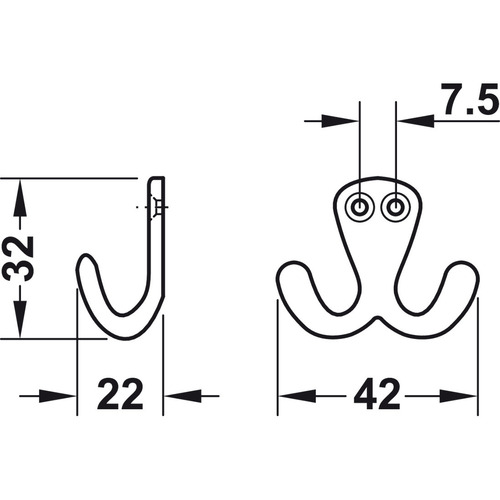 Hafele 845.10.805 Polished Aluminum Wardrobe Hook