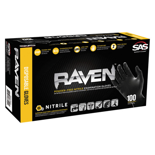Hafele 007.64.045 Raven Black Nitrile Gloves, 6mm