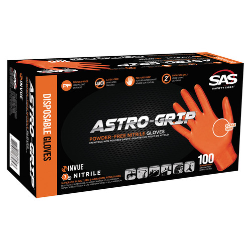 Hafele 007.64.052 Astro-Grip Nitrile Gloves, Orange, 7mm