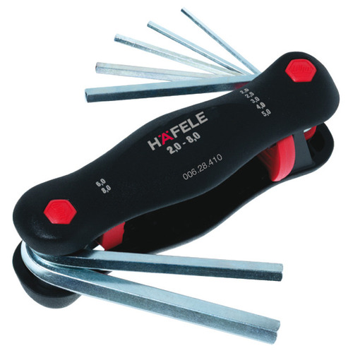 Hafele 006.28.410 7-Piece Metric Folding Wrench Set