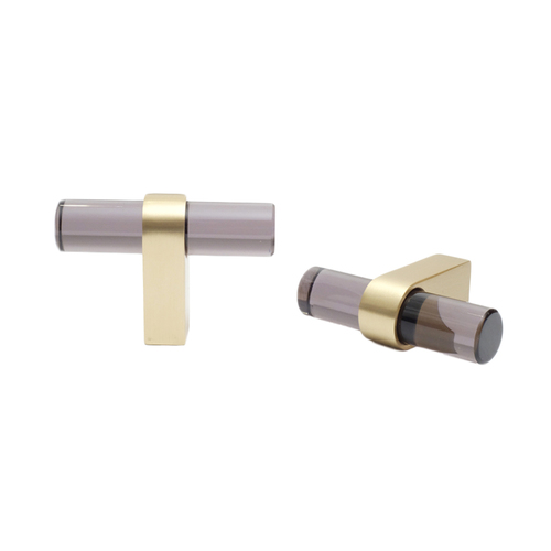 Hapny Home C02-BSB Clarity Acrylic Cabinet Knob - Smoke Satin Brass